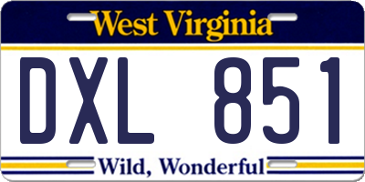 WV license plate DXL851