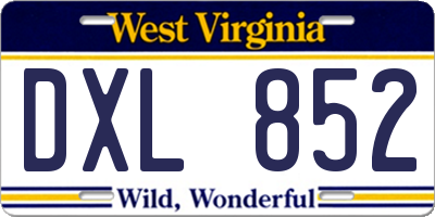 WV license plate DXL852