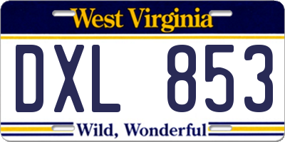 WV license plate DXL853