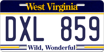 WV license plate DXL859