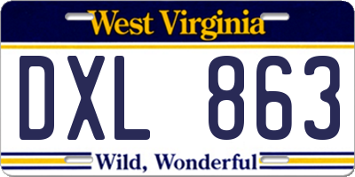 WV license plate DXL863