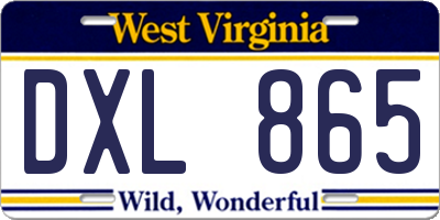 WV license plate DXL865