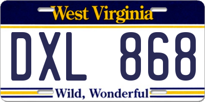 WV license plate DXL868