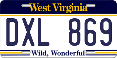 WV license plate DXL869