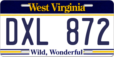 WV license plate DXL872