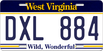 WV license plate DXL884