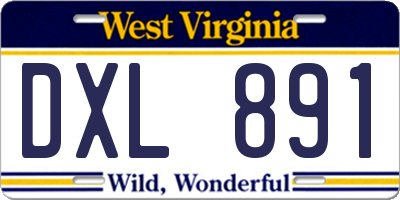 WV license plate DXL891