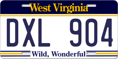 WV license plate DXL904