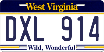 WV license plate DXL914