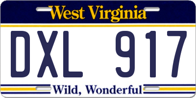 WV license plate DXL917