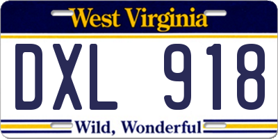 WV license plate DXL918