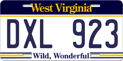 WV license plate DXL923
