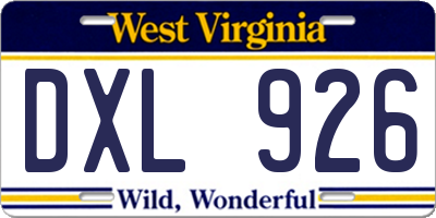 WV license plate DXL926
