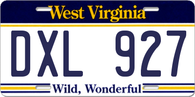 WV license plate DXL927