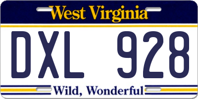 WV license plate DXL928