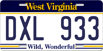 WV license plate DXL933