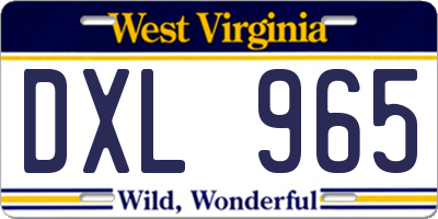 WV license plate DXL965