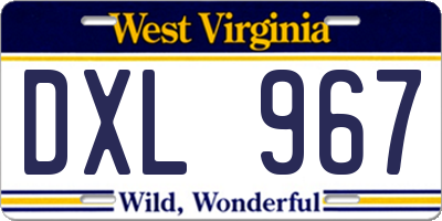 WV license plate DXL967