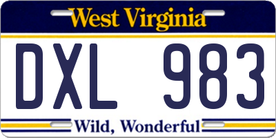 WV license plate DXL983