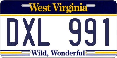 WV license plate DXL991