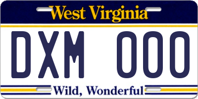 WV license plate DXM000