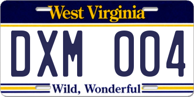 WV license plate DXM004