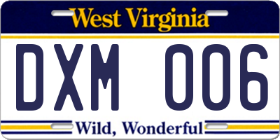 WV license plate DXM006