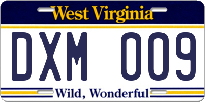 WV license plate DXM009