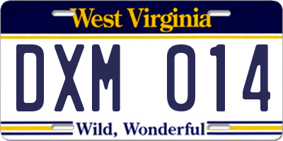 WV license plate DXM014