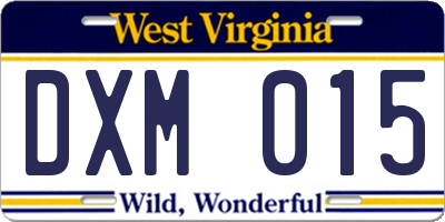 WV license plate DXM015