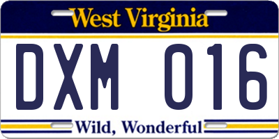WV license plate DXM016