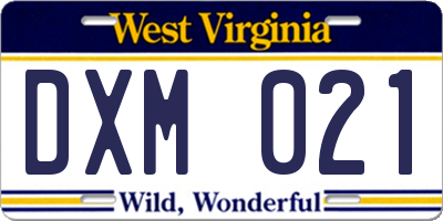 WV license plate DXM021