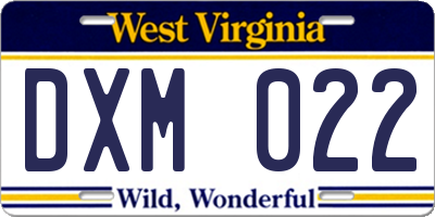 WV license plate DXM022