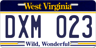 WV license plate DXM023