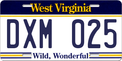 WV license plate DXM025