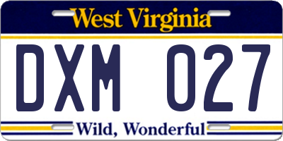 WV license plate DXM027