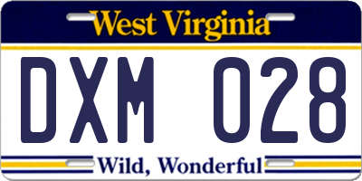 WV license plate DXM028