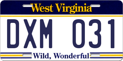 WV license plate DXM031