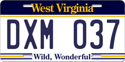 WV license plate DXM037