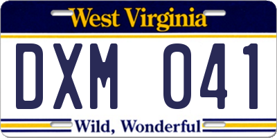 WV license plate DXM041