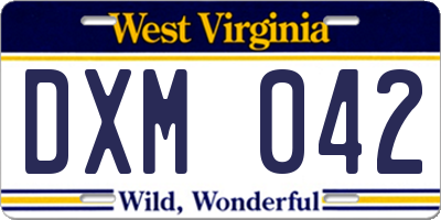 WV license plate DXM042