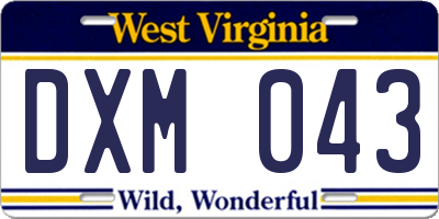 WV license plate DXM043