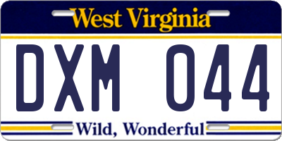 WV license plate DXM044