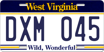 WV license plate DXM045