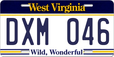 WV license plate DXM046