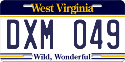 WV license plate DXM049