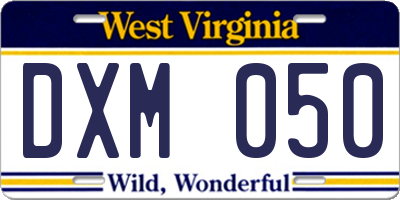 WV license plate DXM050