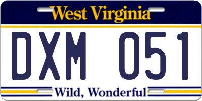 WV license plate DXM051
