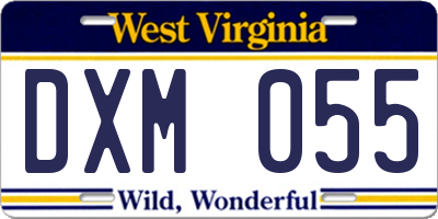 WV license plate DXM055
