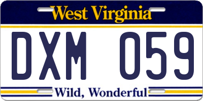 WV license plate DXM059